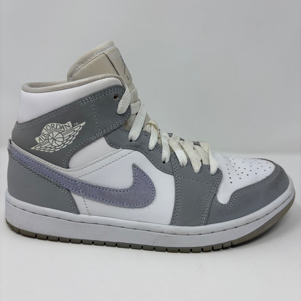 Jordan Air Jordan 1 Mid Women's Size 8 White Grey Fog Running Shoes (BQ6472-105)